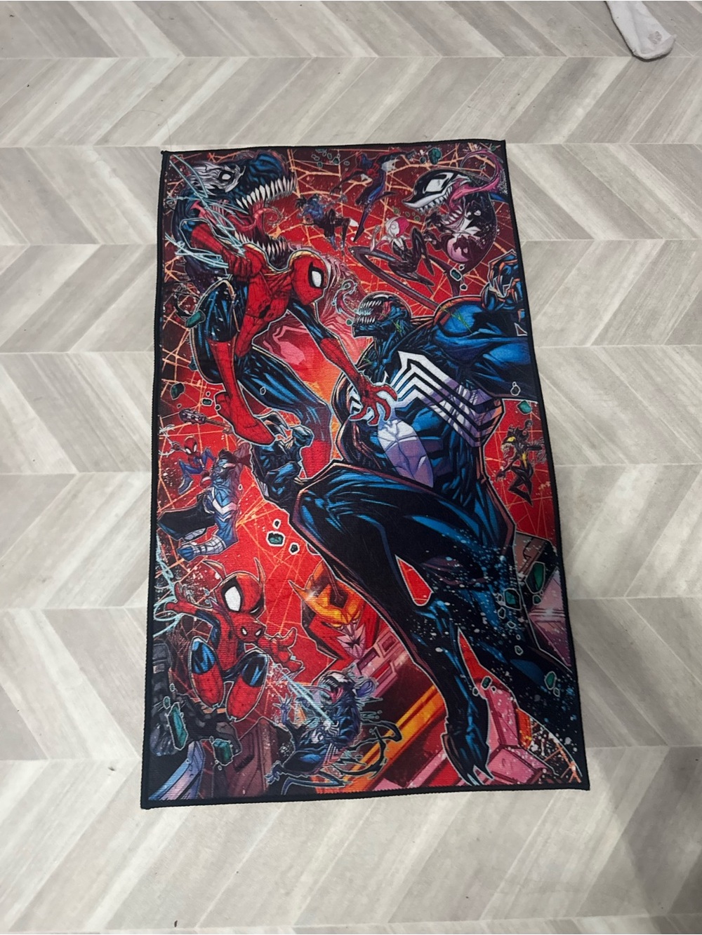 Custom Made Spider-Man and Venom Red RUG/WALL DECOR 32x18
